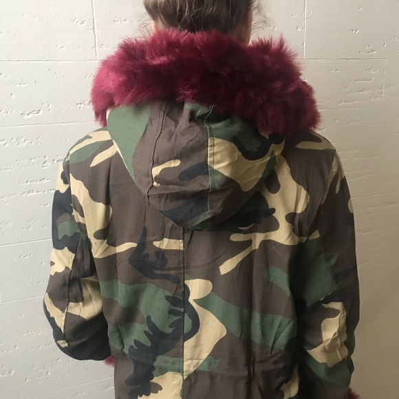 Faux Fur Camo Parka Jacket - Picture 6 of 6